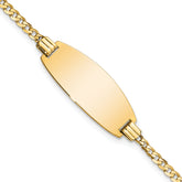 14k Polished Solid Chain/Solid Plate Curb Link Oval 24x10.5mm Plate 7 inch ID Bracelet